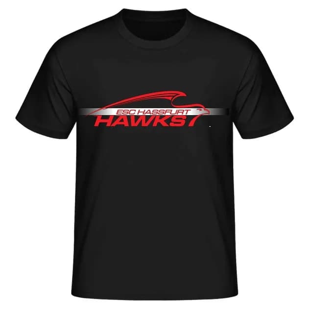 ESC Hassfurt - T-Shirt Schwarz / Balken Weiss - Logo Rot  #7